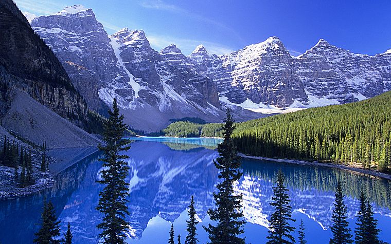 mountains, landscapes, nature, forests, rivers - desktop wallpaper