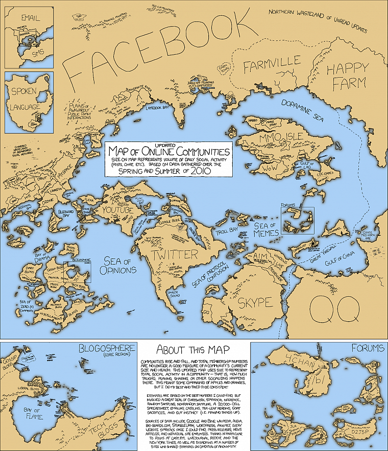Facebook, Internet, xkcd, maps - desktop wallpaper