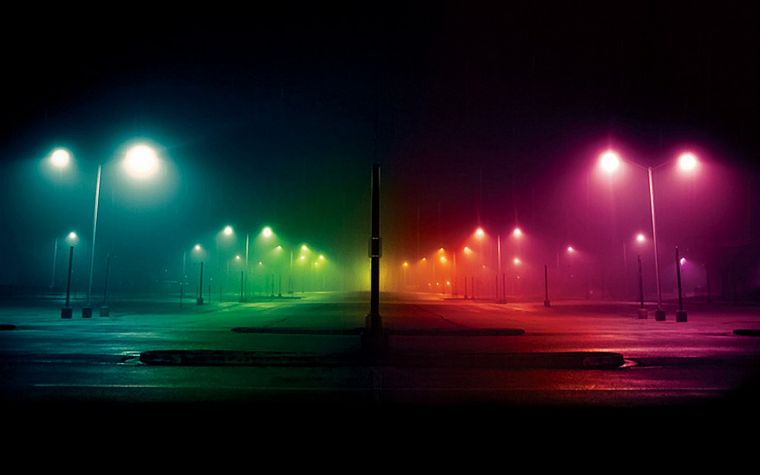 streets, lights, multicolor, rainbows - desktop wallpaper