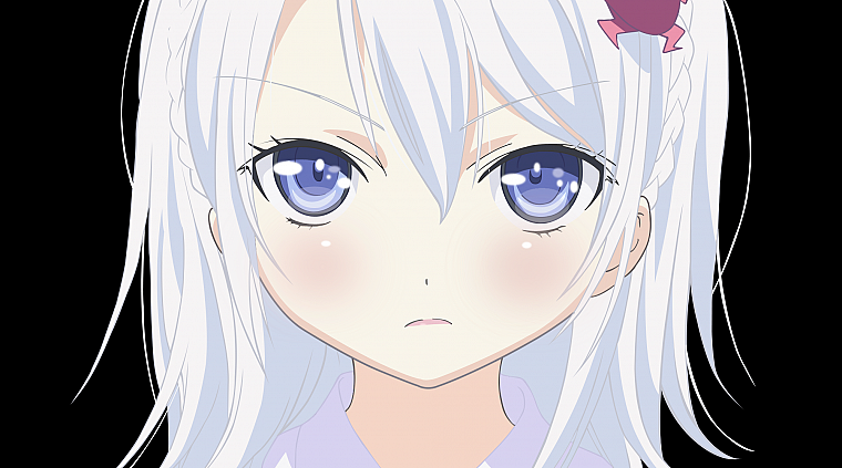 blue eyes, transparent, Denpa Onna to Seishun Otoko, white hair, anime girls, faces, Hoshimiya Yashiro, anime vectors - desktop wallpaper