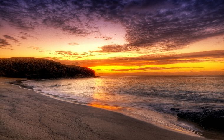 sunset, ocean, landscapes, nature, coast, beaches - desktop wallpaper