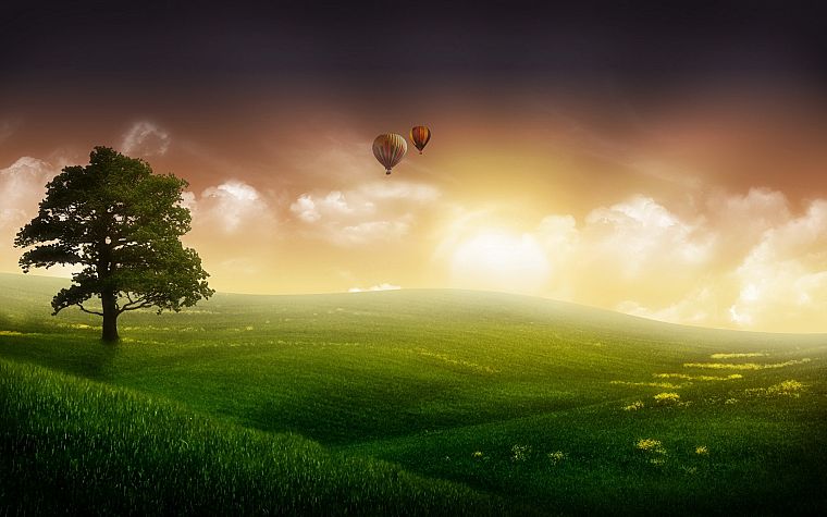 landscapes, hot air balloons - desktop wallpaper