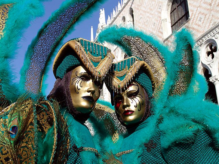 costume, feathers, carnivals, peacock, Venetian masks - desktop wallpaper