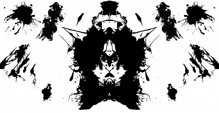 black and white, Rorschach test, splatters - desktop wallpaper