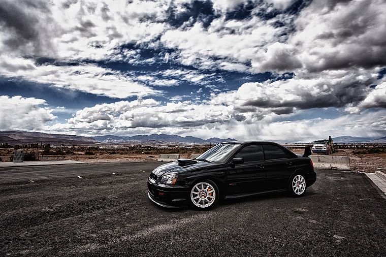clouds, cars, Subaru, roads, vehicles - desktop wallpaper