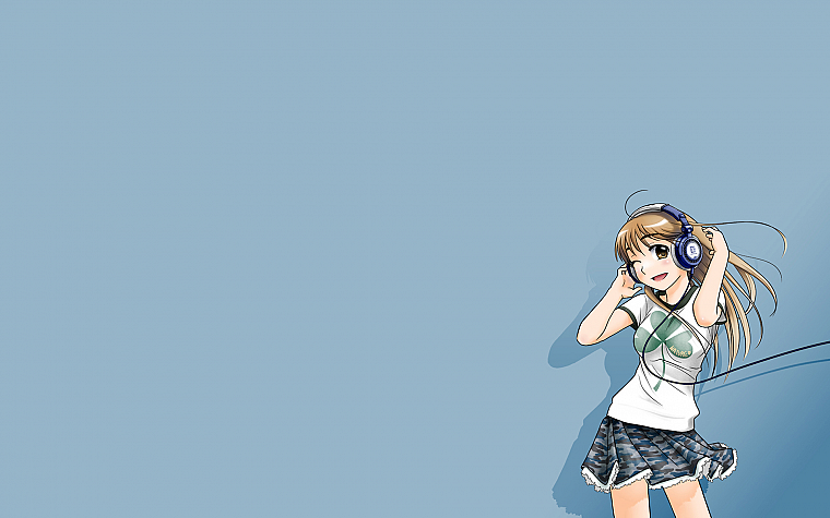 headphones, anime, simple background, anime girls - desktop wallpaper