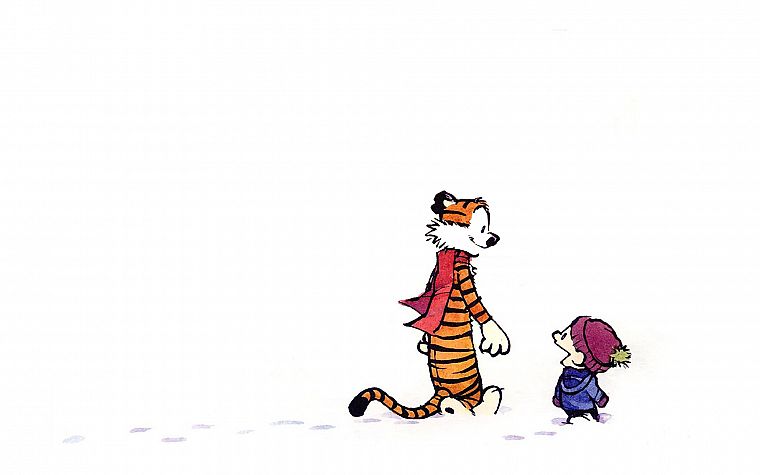 snow, Calvin and Hobbes, scarfs - desktop wallpaper