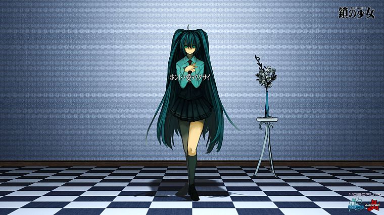 Vocaloid, Hatsune Miku, school uniforms, long hair, green hair, twintails - desktop wallpaper