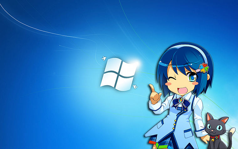 Madobe Nanami, Microsoft Windows, logos - desktop wallpaper