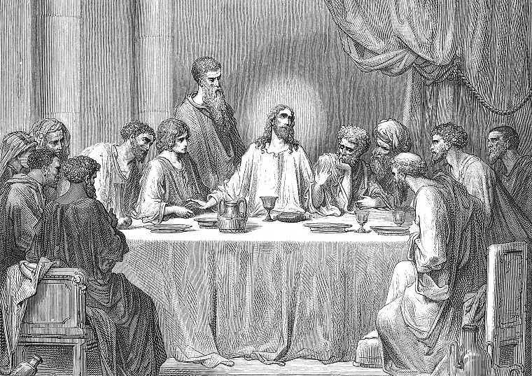 grayscale, The Last Supper, Jesus Christ, artwork, Gustave  Dore - desktop wallpaper