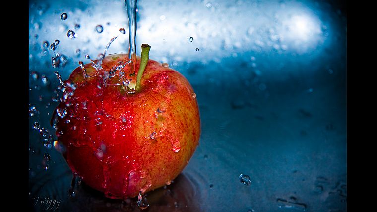 water, Apple Inc., fruits, slow - desktop wallpaper