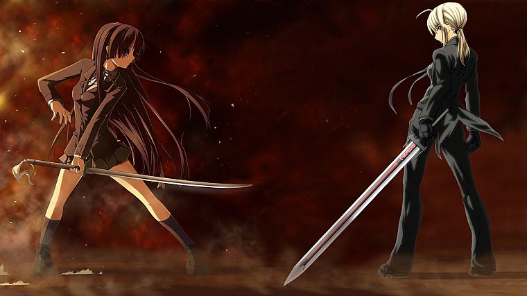 Isayama Yomi, Ga-Rei: Zero, Saber, Fate/Zero, crossovers, Ga-Rei, Fate series - desktop wallpaper