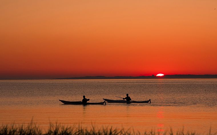sunset, kayak, skyscapes - desktop wallpaper