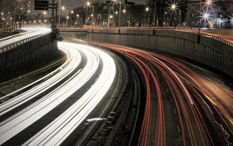 urban, highways, long exposure - desktop wallpaper