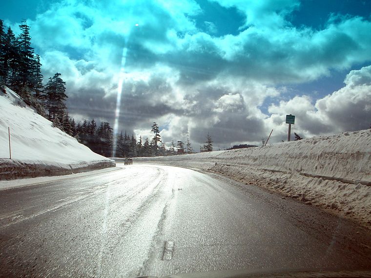 snow, roads - desktop wallpaper