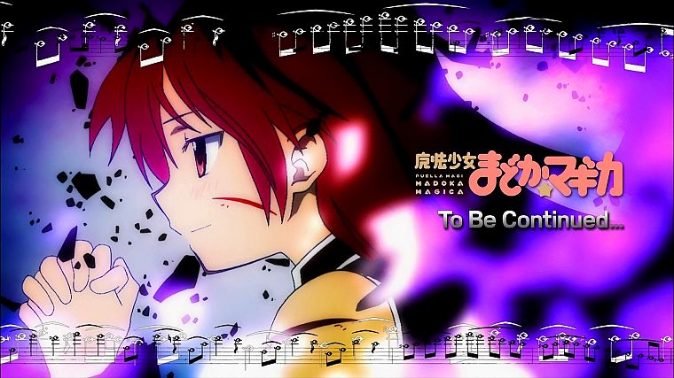 music, redheads, red eyes, Mahou Shoujo Madoka Magica, Sakura Kyouko, anime, anime girls - desktop wallpaper