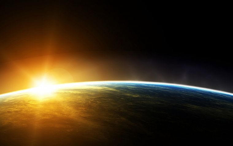 Sun, outer space, planets, Earth - desktop wallpaper