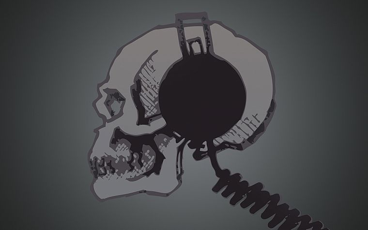 headphones, skulls - desktop wallpaper
