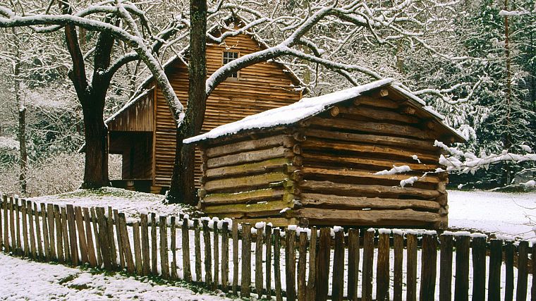 mountains, winter, Tennessee, cabin, National Park - desktop wallpaper