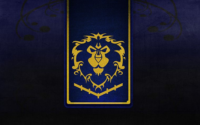 black, World of Warcraft, gold, textures, lions, Alliance, crests - desktop wallpaper