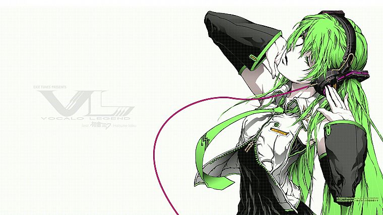 Vocaloid, Hatsune Miku, green hair, anime girls, detached sleeves, Hatsune Miku VN02 Mix - desktop wallpaper