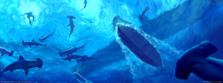 water, ships, sharks, vehicles - desktop wallpaper