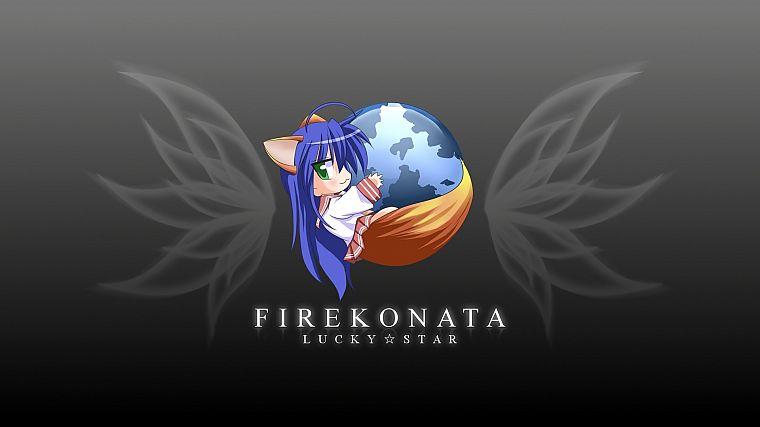 Lucky Star, school uniforms, Firefox, simple background, Izumi Konata - desktop wallpaper