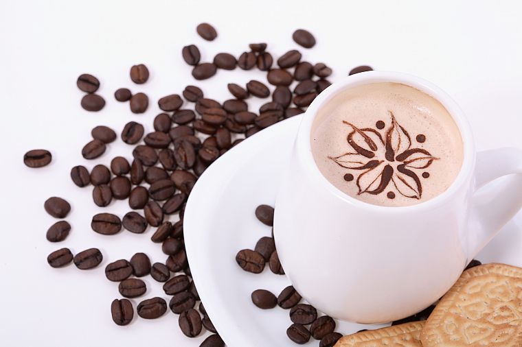 coffee, coffee beans, coffee cups - desktop wallpaper