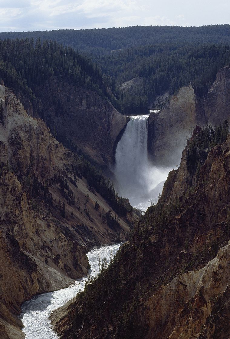 mountains, forests, Wyoming, Yellowstone, waterfalls, rivers, National Park - desktop wallpaper