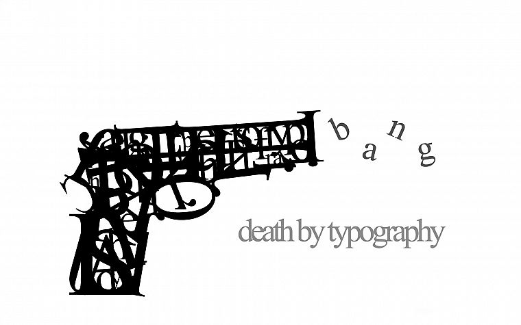death, guns, typography - desktop wallpaper