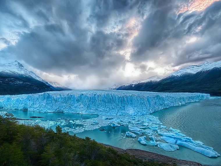 ice, mountains, clouds, landscapes, nature, glacier - desktop wallpaper
