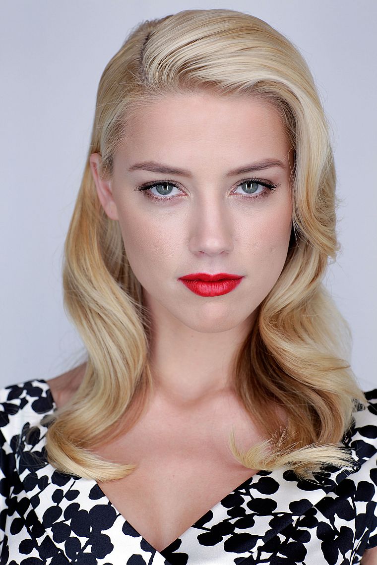 blondes, women, lips, Amber Heard, faces - desktop wallpaper
