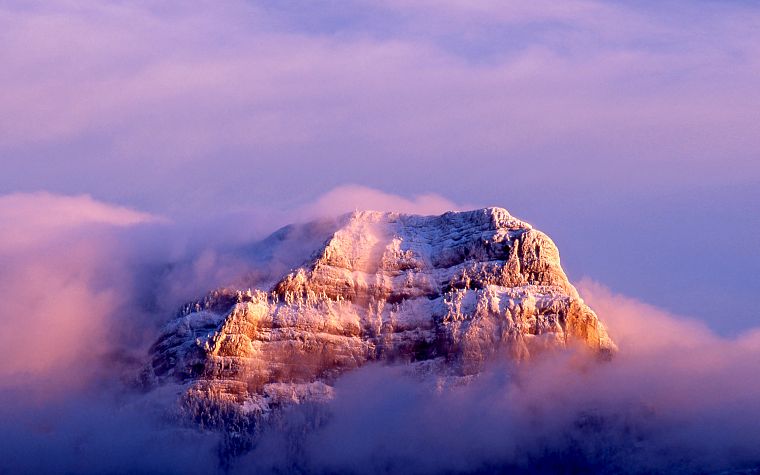 mountains, clouds, snow, skies - desktop wallpaper