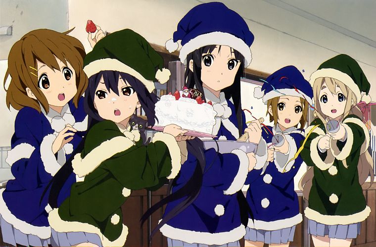 K-ON!, Christmas, Hirasawa Yui, Akiyama Mio, Tainaka Ritsu, Kotobuki Tsumugi, Nakano Azusa - desktop wallpaper