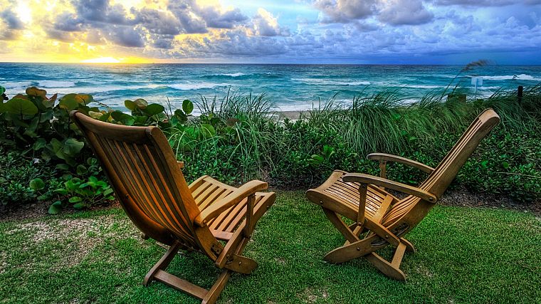 chairs, beaches - desktop wallpaper