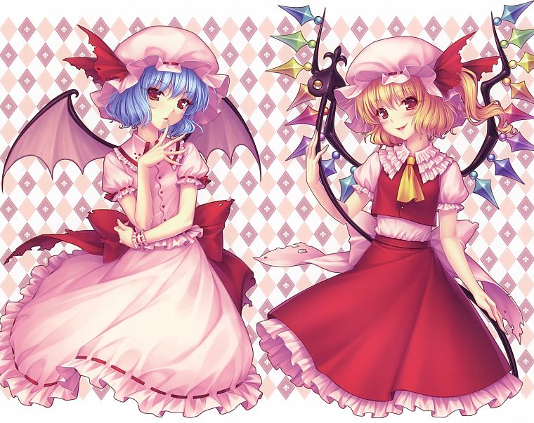 Touhou, Flandre Scarlet, Sayori Neko Works, Remilia Scarlet, anime girls - desktop wallpaper