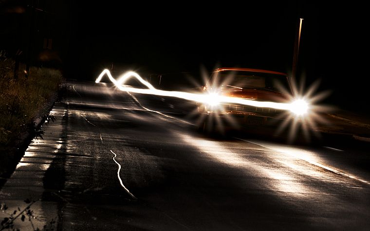 night, cars, roads - desktop wallpaper