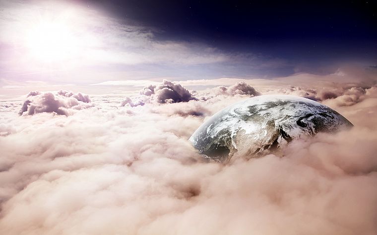 clouds, landscapes, nature, planets, skyscapes, photo manipulation - desktop wallpaper