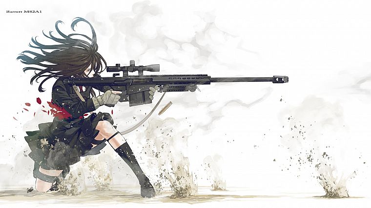 guns, school uniforms, anime, simple background, anime girls, Kozaki Yusuke, original characters - desktop wallpaper
