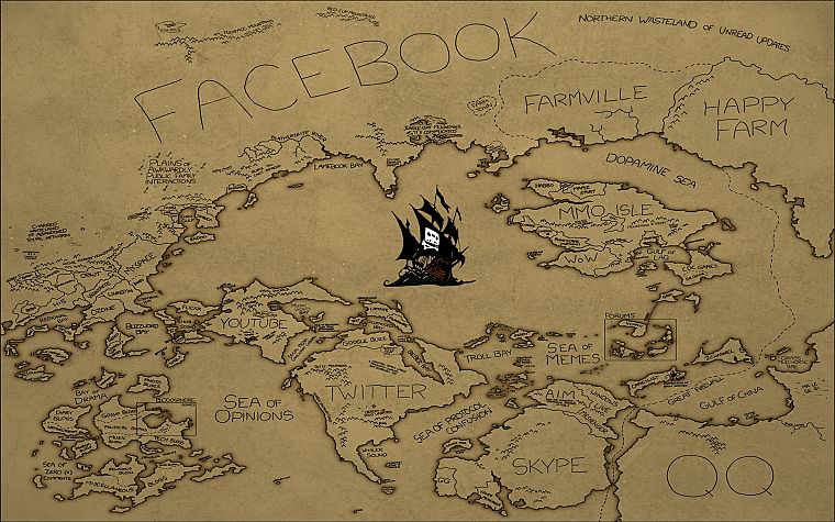Internet, The Pirate Bay, maps - desktop wallpaper