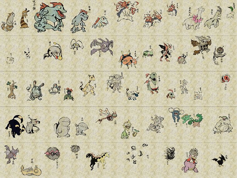 Pokemon, scrolls - desktop wallpaper