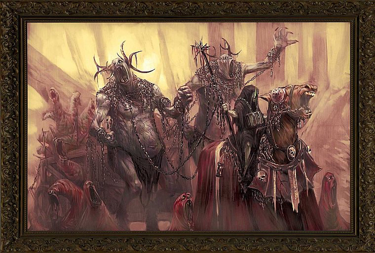 fantasy art, horses, thrall, magician, troll - desktop wallpaper