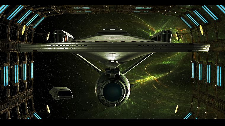 outer space, dock, Star Trek, nebulae, USS Enterprise - desktop wallpaper
