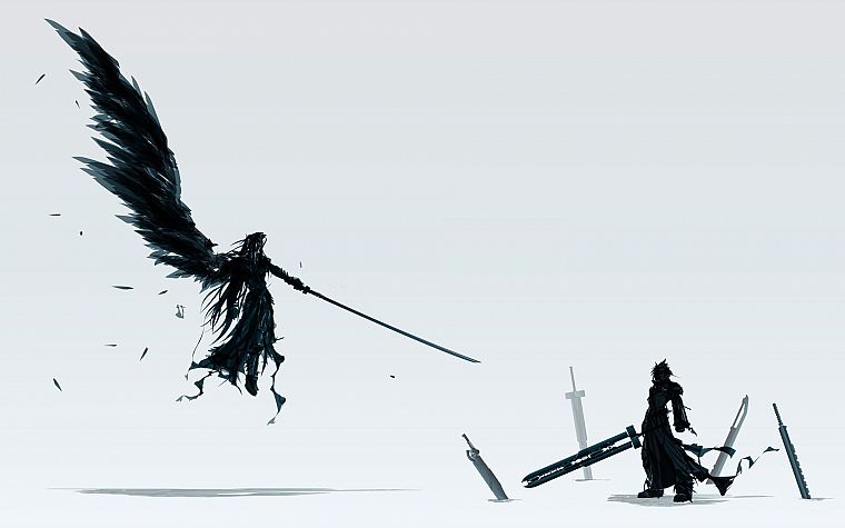 Final Fantasy, Sephiroth, Cloud Strife, simple background - desktop wallpaper