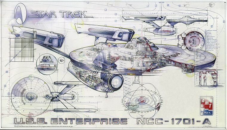 Star Trek, blueprints, USS Enterprise, Star Trek schematics - desktop wallpaper