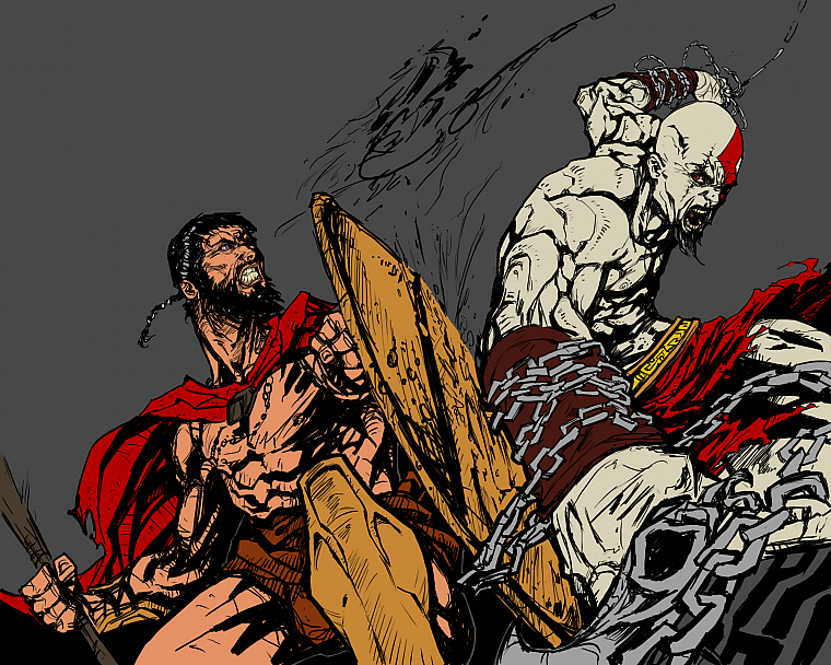 300 (movie), Leonidas, Kratos, God of War - desktop wallpaper