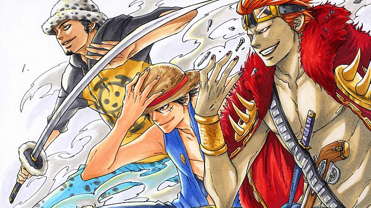 One Piece (anime), Eustass Kid, Monkey D Luffy, Trafalgar Law - desktop wallpaper