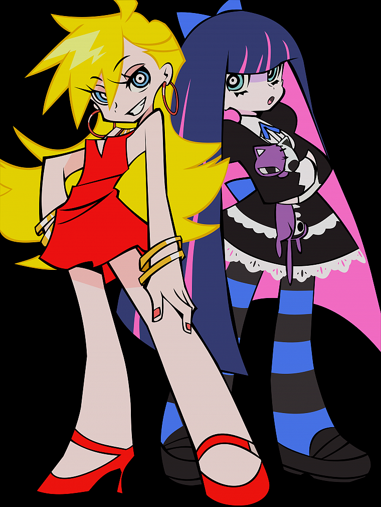 transparent, Panty and Stocking with Garterbelt, Anarchy Panty, Anarchy Stocking, striped legwear, anime vectors - desktop wallpaper