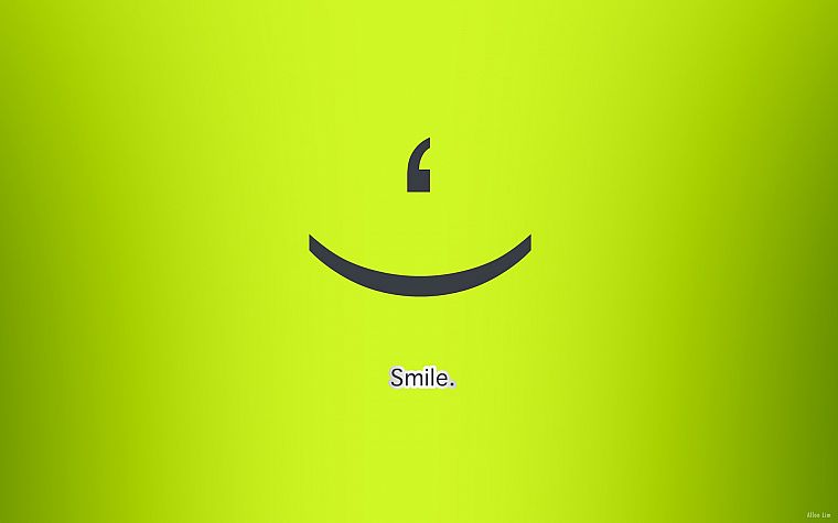 green, text, smiling, simple background, green background - desktop wallpaper