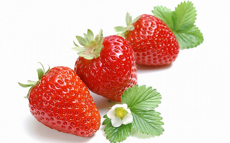 fruits, strawberries, simple background - desktop wallpaper